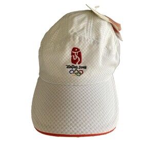 Beijing 2008 Olympics White Baseball Hat Cotton Mesh Adjustable Ball Cap NWT